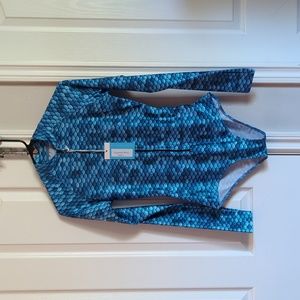 Blue teal long sleeve large swim suit. Sun protective SlipIns suit. Never worn